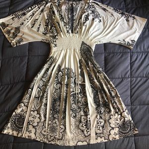 5th Culture Pleated Black and White Dress